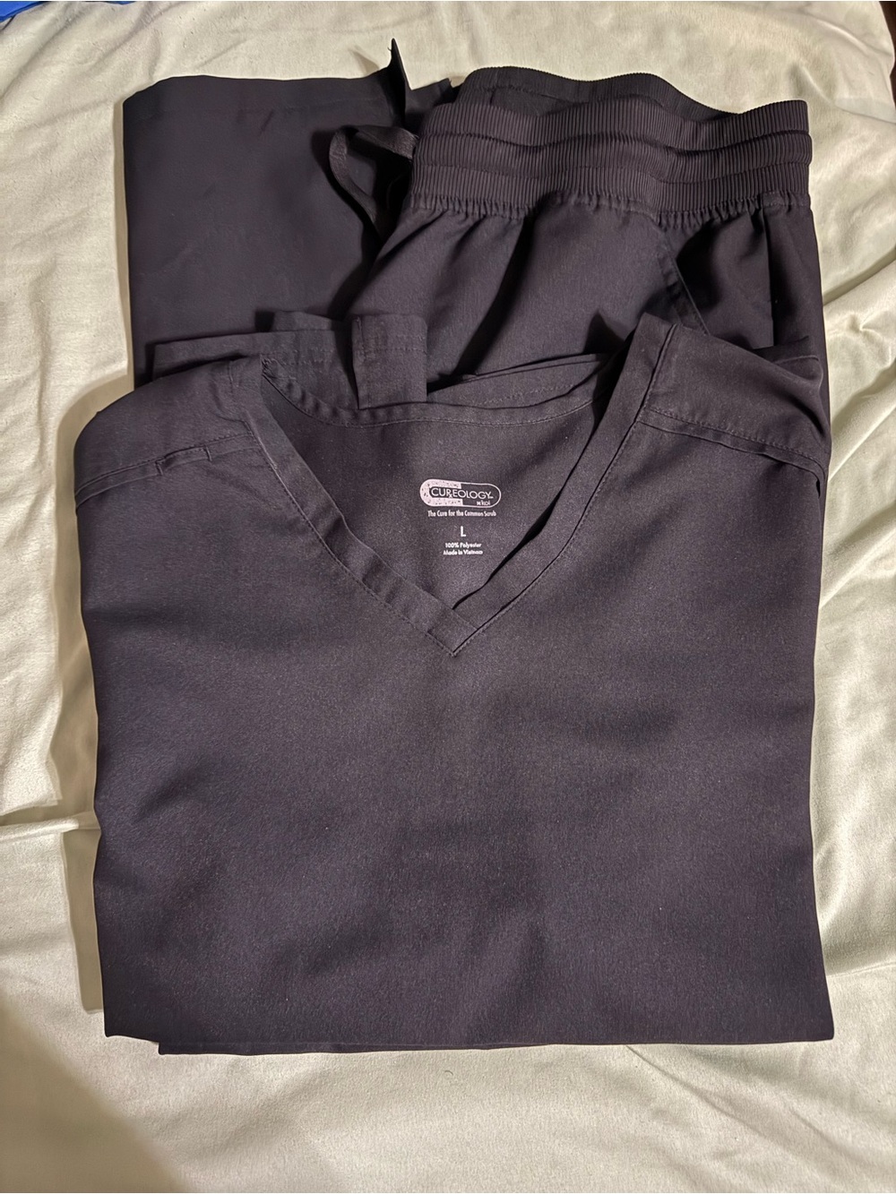 Women’s Grey Scrub Set- Curology- V-Neck Top & Drawstring Pants